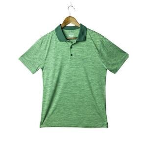 BCG Men’s Green Striped Golf Polo Shirt Size M Performance Activewear